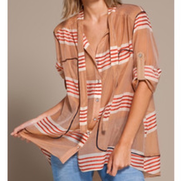 rag & bone Tops - Rag and Bone Striped Jane Button Down Silk